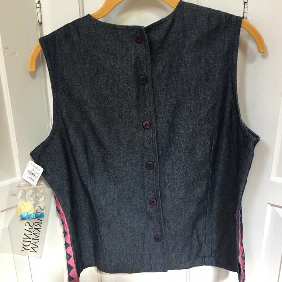 CSandy Starkman Denim Sleeveless Top w/ Embroidery - Picture 10 of 11